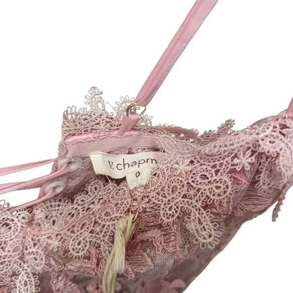 NWT V. Chapman Pink Lace Poppy Corset Peplum Mini Dress Size 0 - Picture 7 of 11